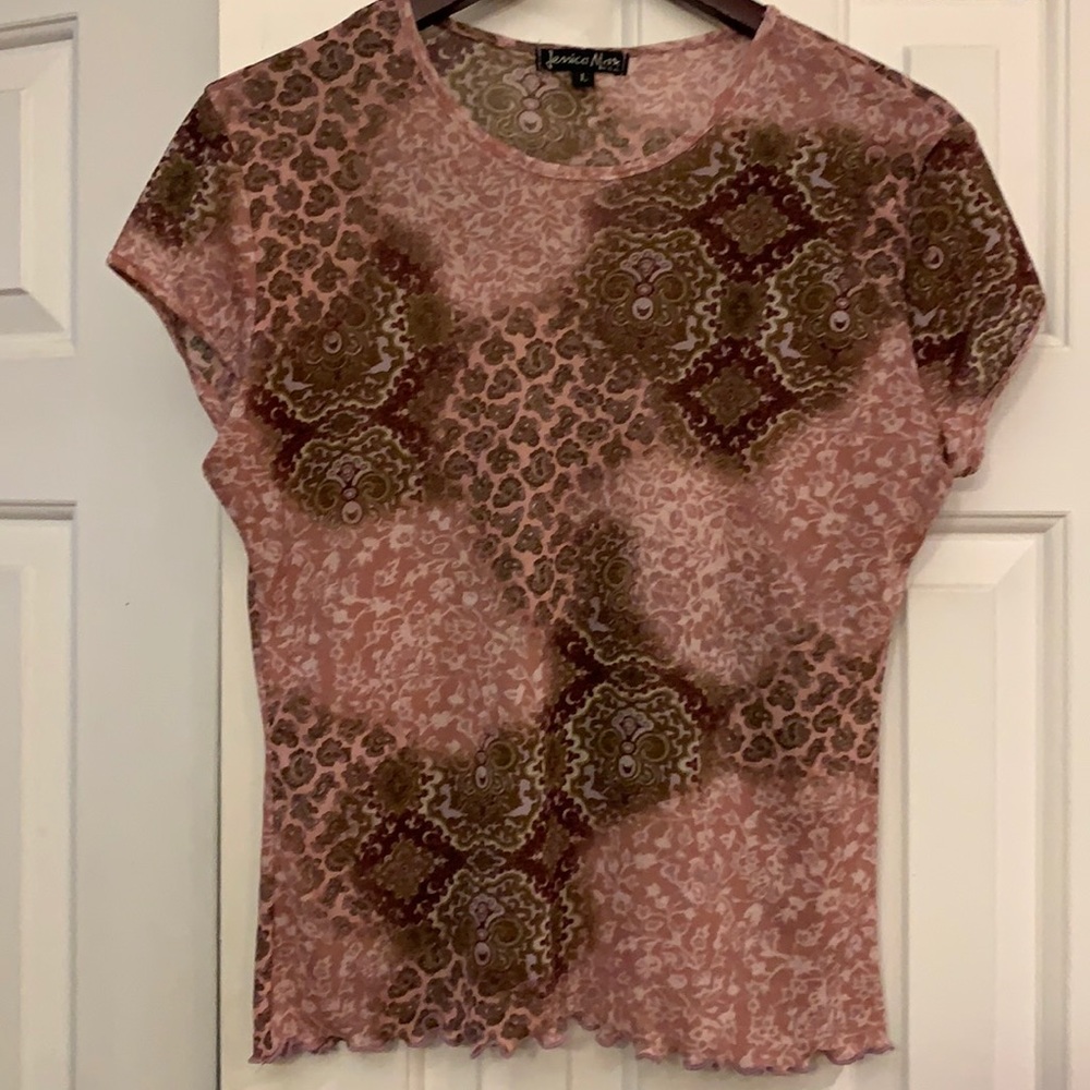 Jessica Howard Pink Patterned Short-Sleeve Blouse